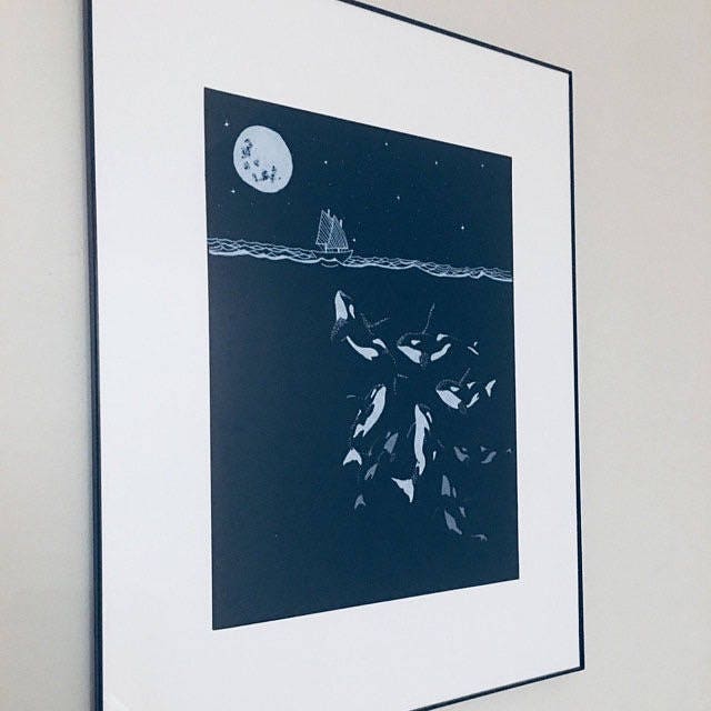 Midnight orca - killer whale print