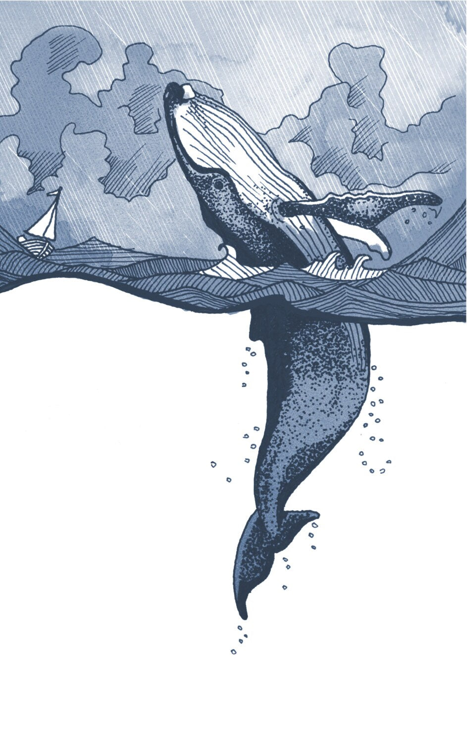 Humpback whale breaching in Stormy Sea