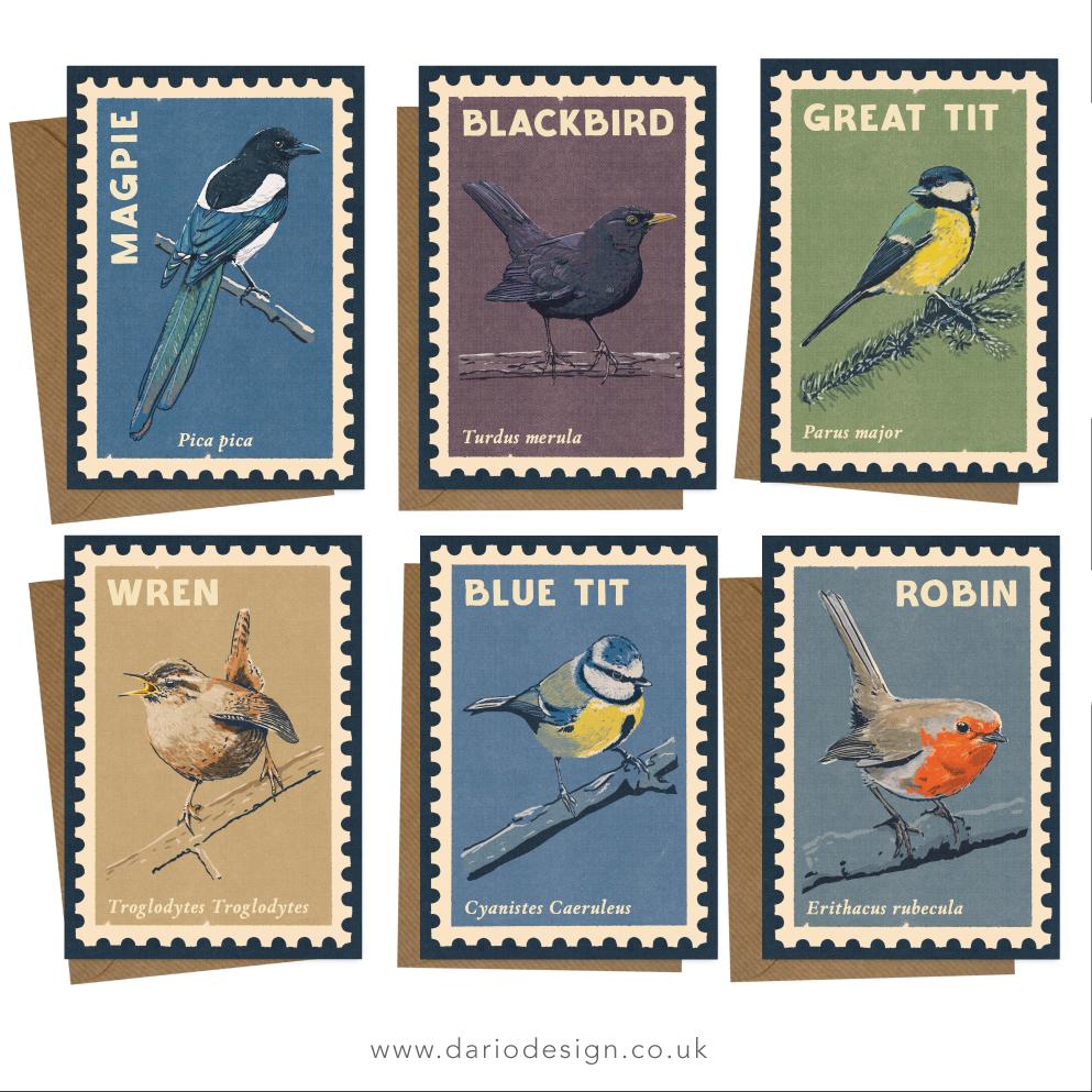 Songbirds - 6x greeting cards