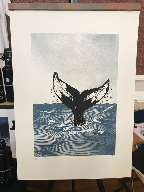 A3 Screen Print - Humpback Whale art