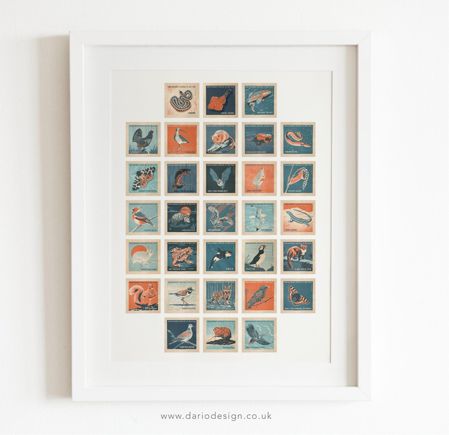 UK Endangered Species A2 retro print