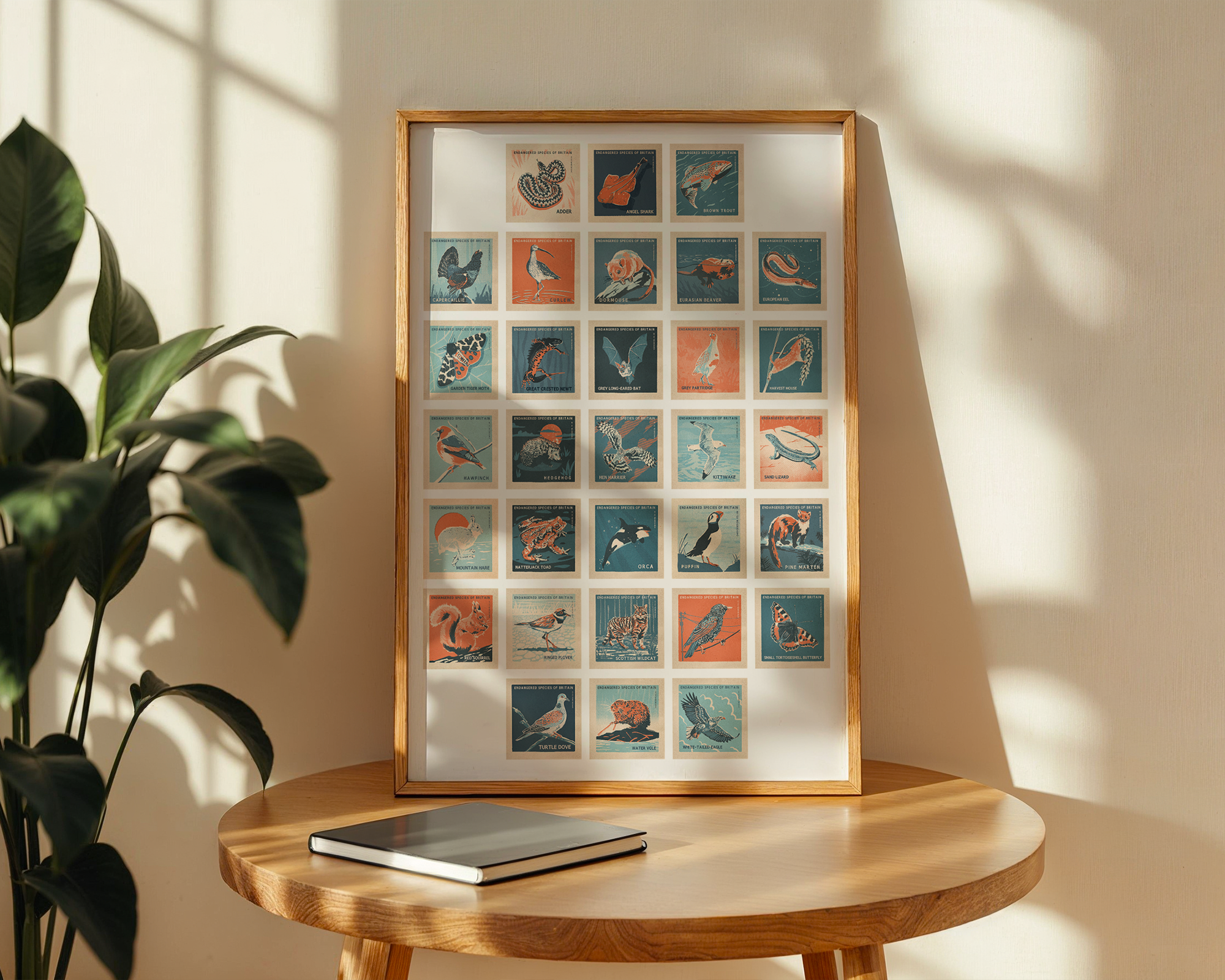 UK Endangered Species A2 retro print