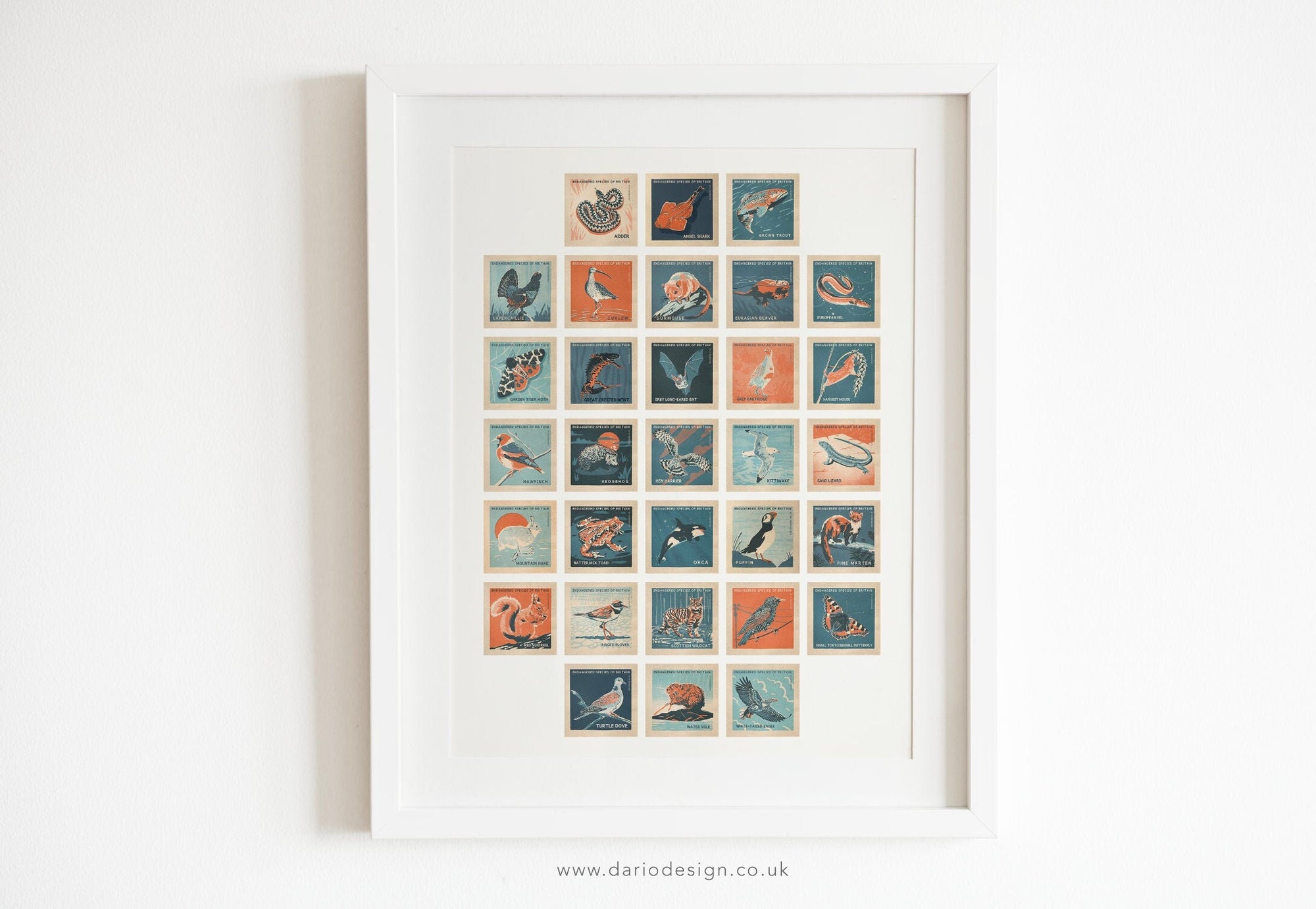 UK Endangered Species A2 retro print