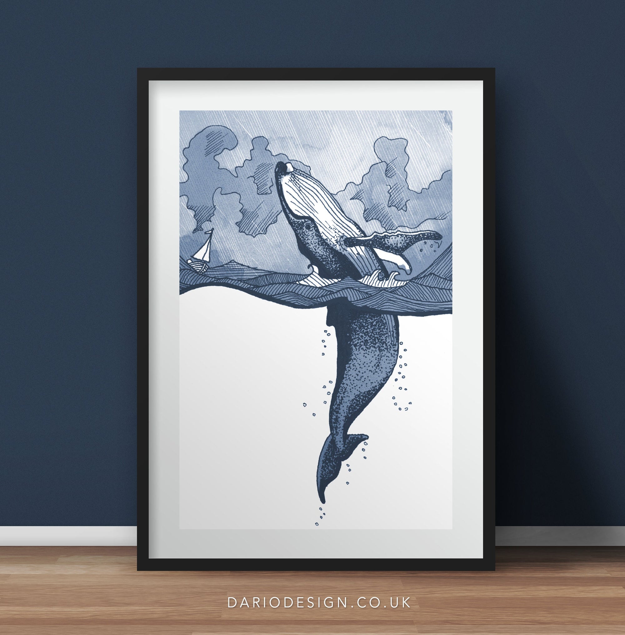 Humpback whale breaching in Stormy Sea